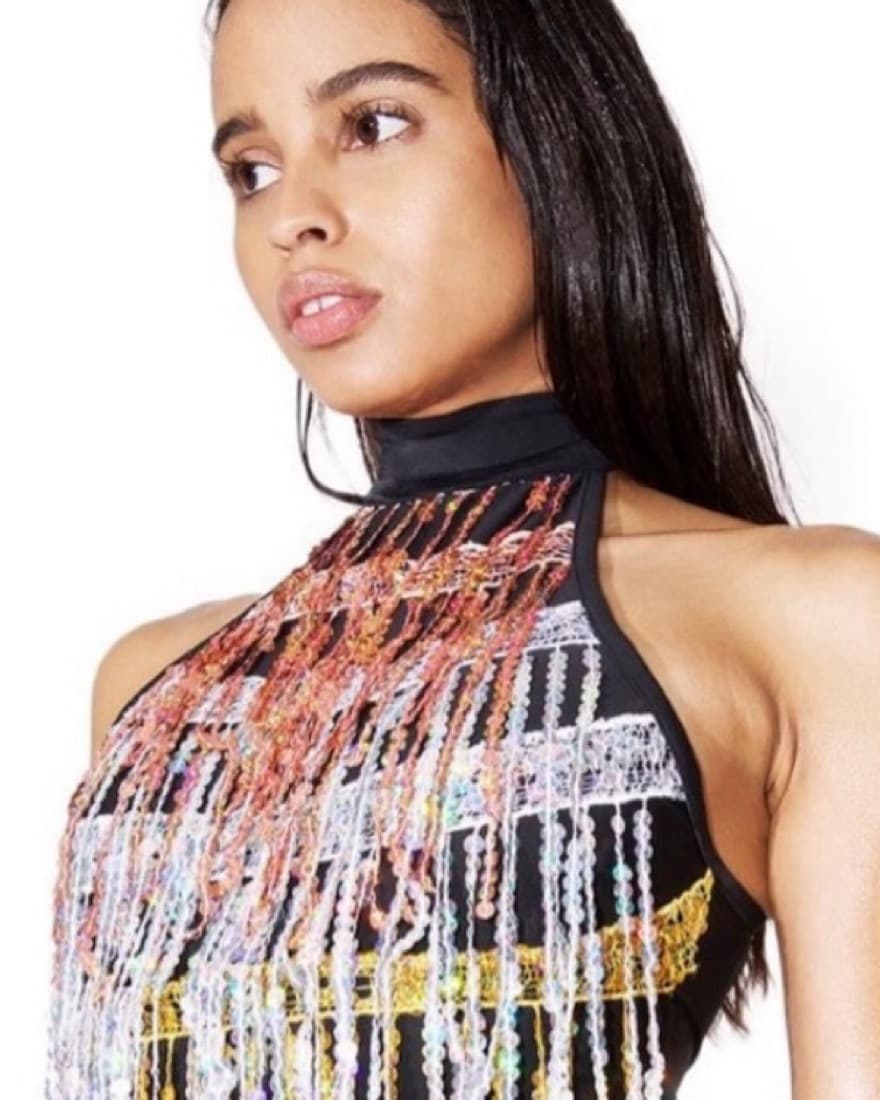 Sequin Fringe High Neck Body suit - Image 3
