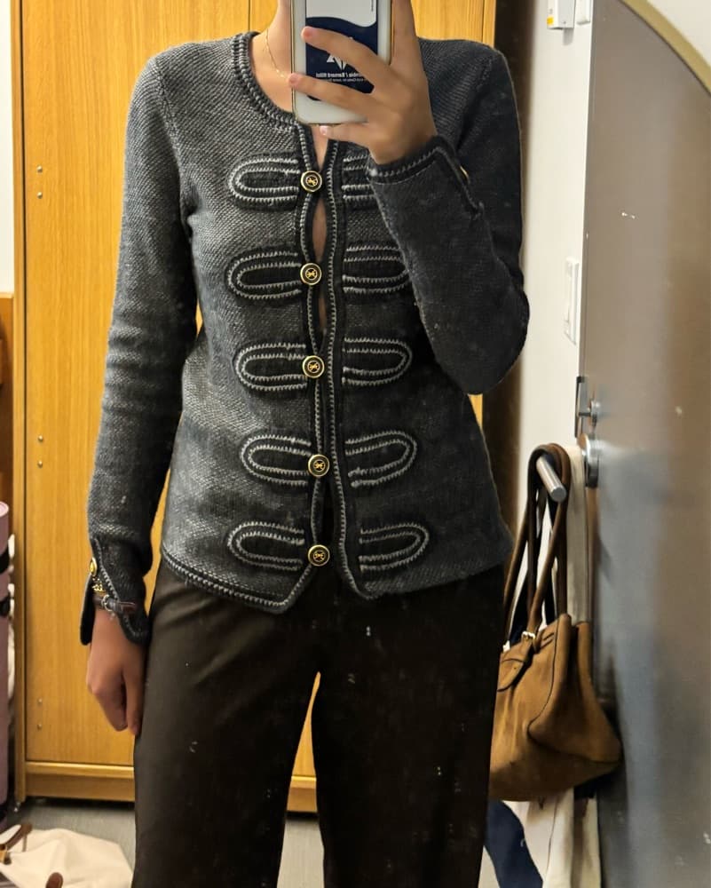 Trina Turk Gray Knit Button Jacket - Image 3