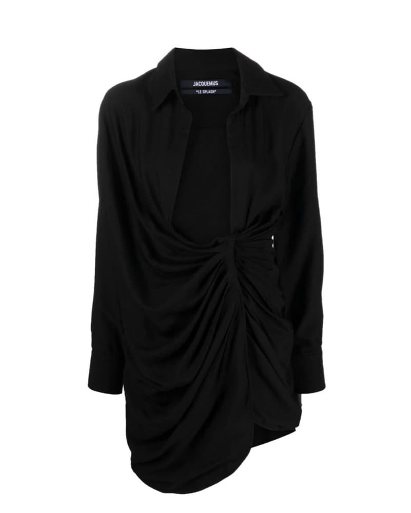 Chic Black Ruched Dress - Image 1