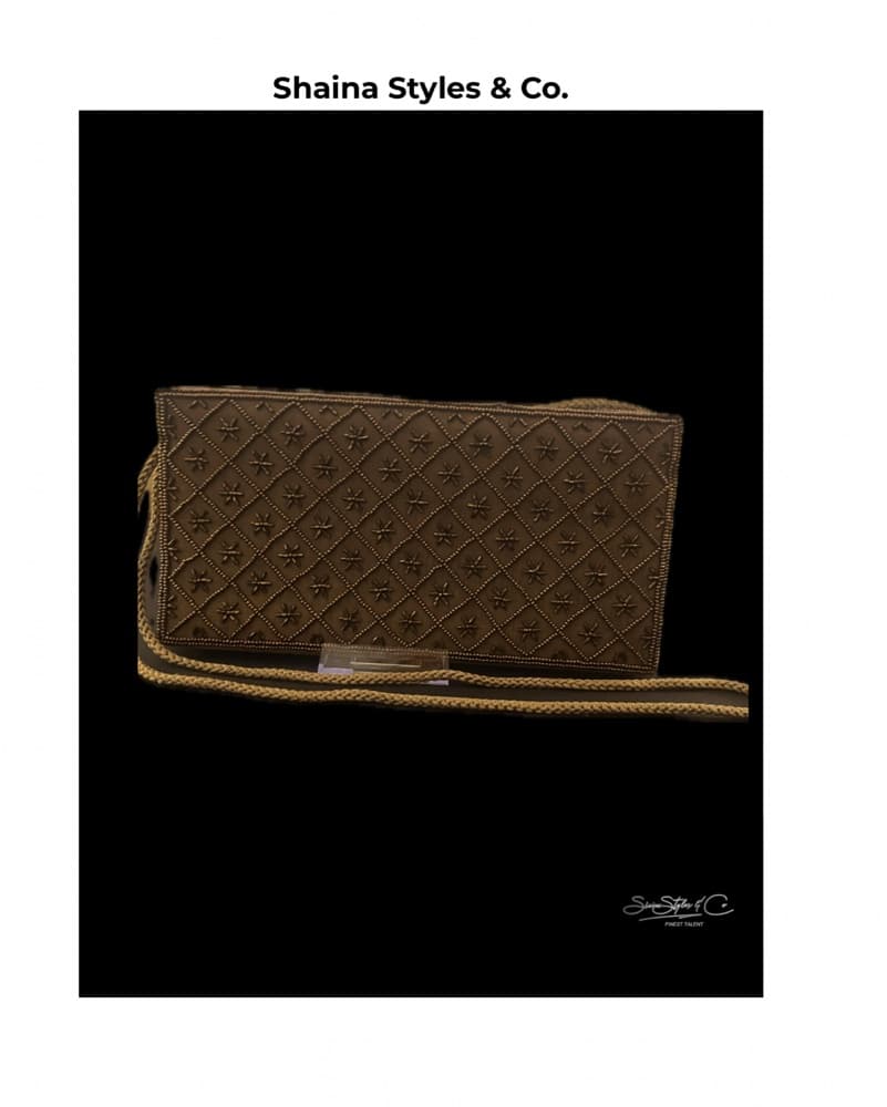 Textured Beaded Pattern Clutch - Image 1