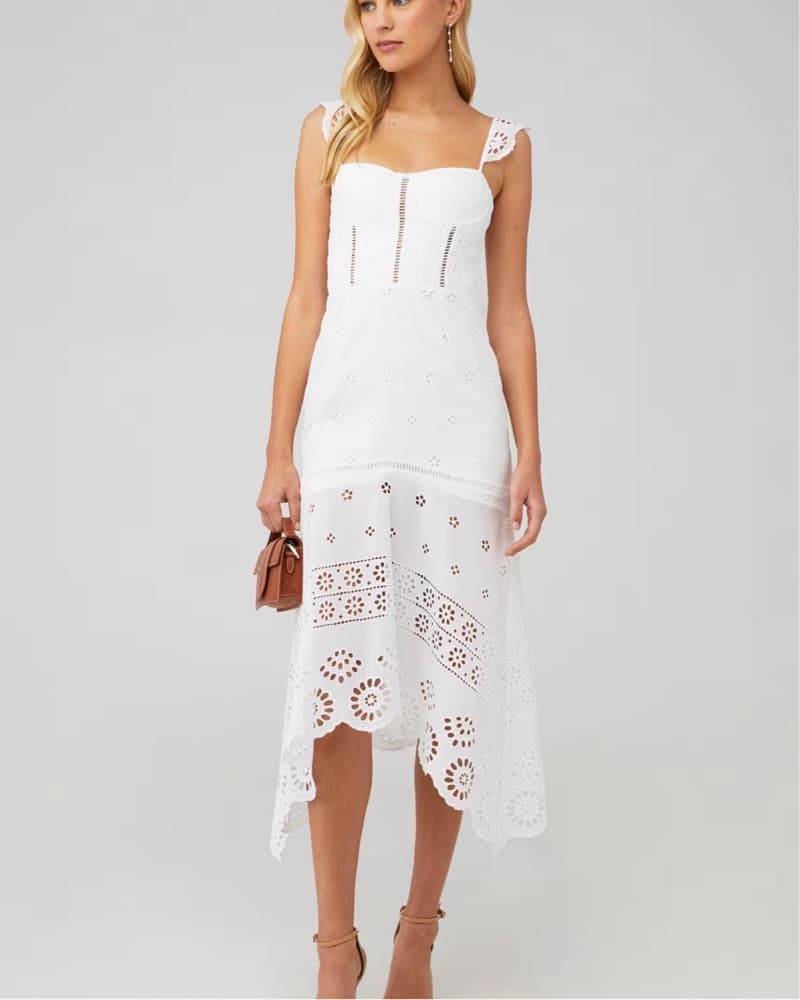 Karina Grimaldi White Eyelet Dress - Image 1