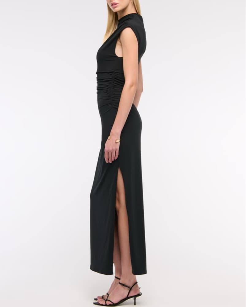 A&F Black High-Neck Cocktail Midi Dress - Image 3