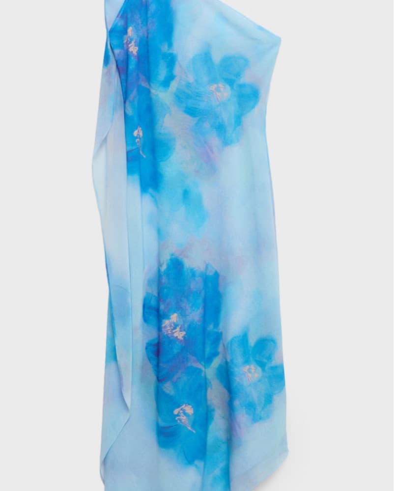 Asymmetrical Floral Scarf Dress - Image 4