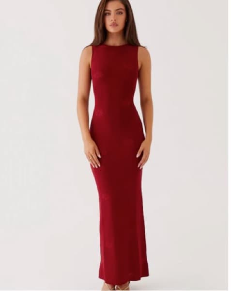 Red Knit Maxi Dress - Image 1