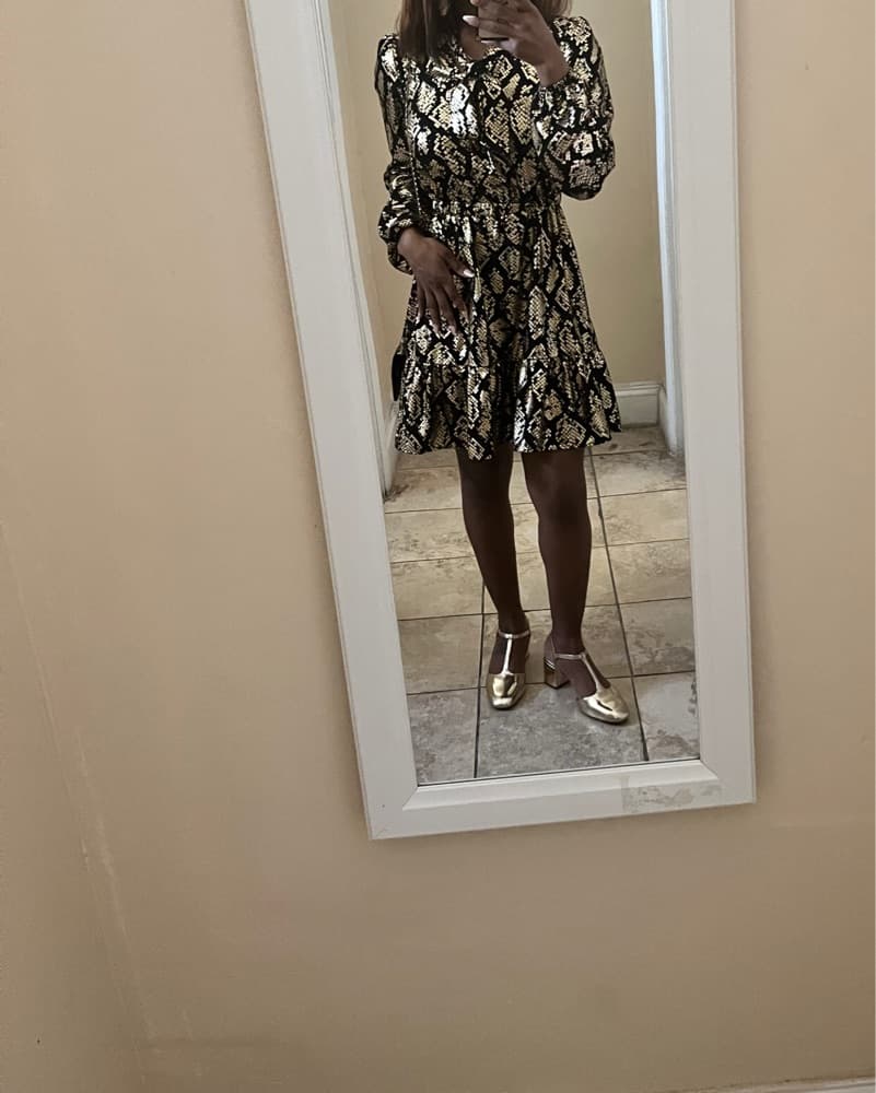 Michael Kors gold & black wrap dress - Image 1