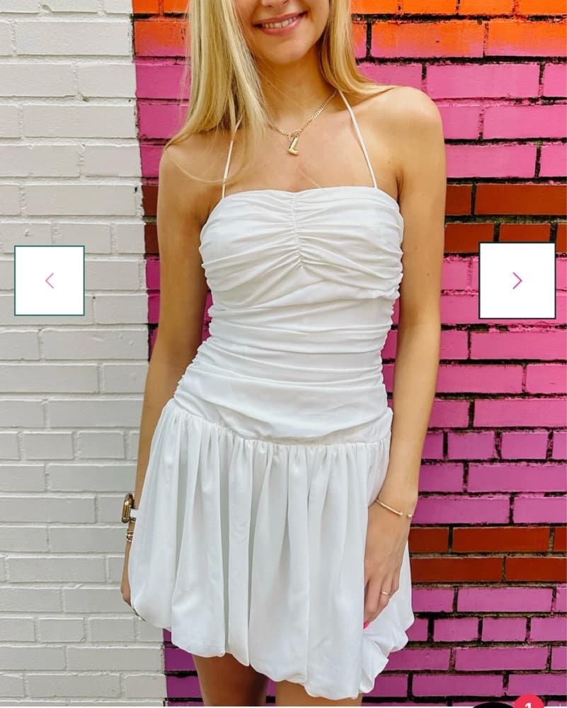 Dreamy White Ruched Halter Mini Dress - Image 2