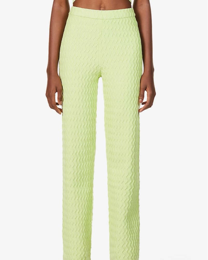 Green Knit Halter Top And Pant Set  - Image 2