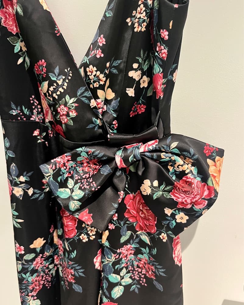 Revolve Floral Black Tie Dress - Image 4