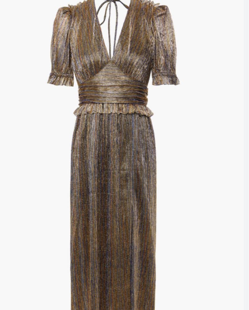 Shimmering Gold Metallic Maxi Dress - Image 2