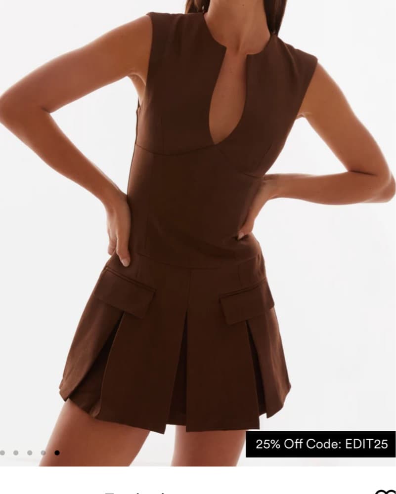 Chic Pleated Brown Dress - Image 2