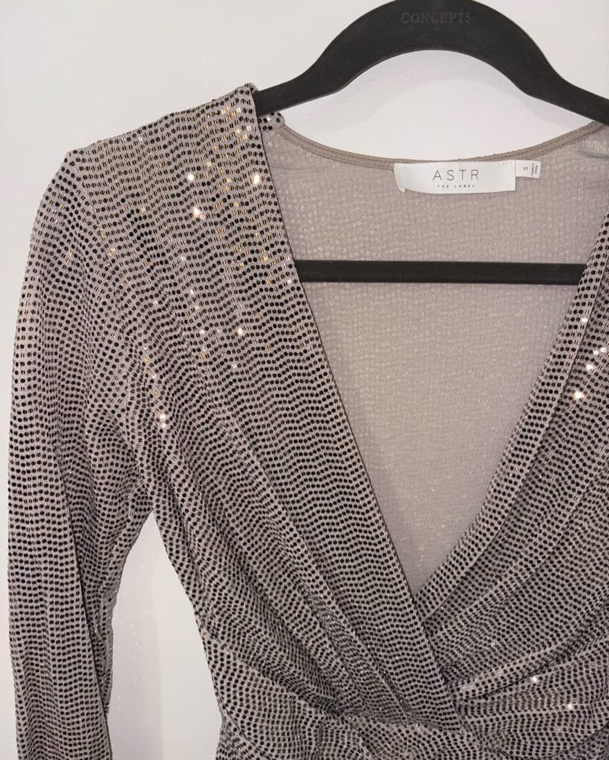 ASTR Silver Sparkly Bodysuit  - Image 2