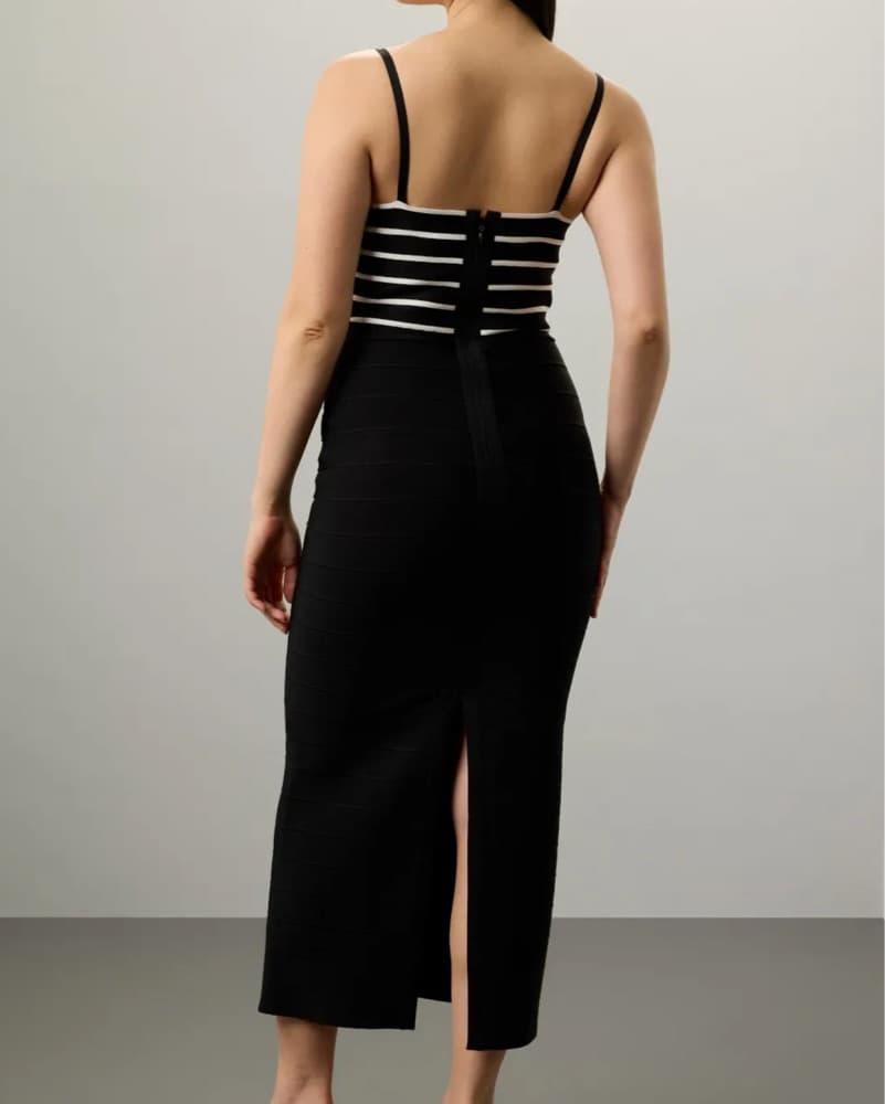 Large Sleek Black Midi Dress - Image 2