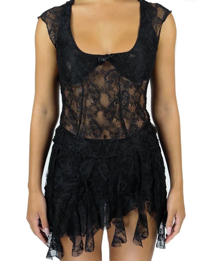 Heart Of Sun Black Lace Top & Skirt Set - Image 3