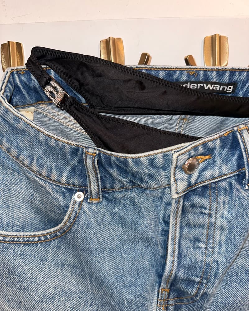 Alexander Wang Denim Thong Mini Skirt - Image 3