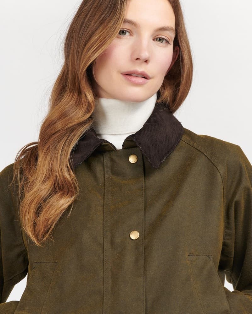 XS Olive Barbour Waxed Jacket - Image 3