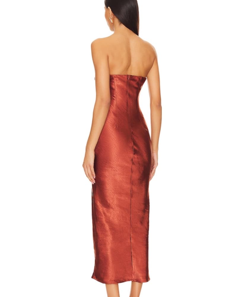 Emma Strapless Maxi Dress In Chocolate - Image 3