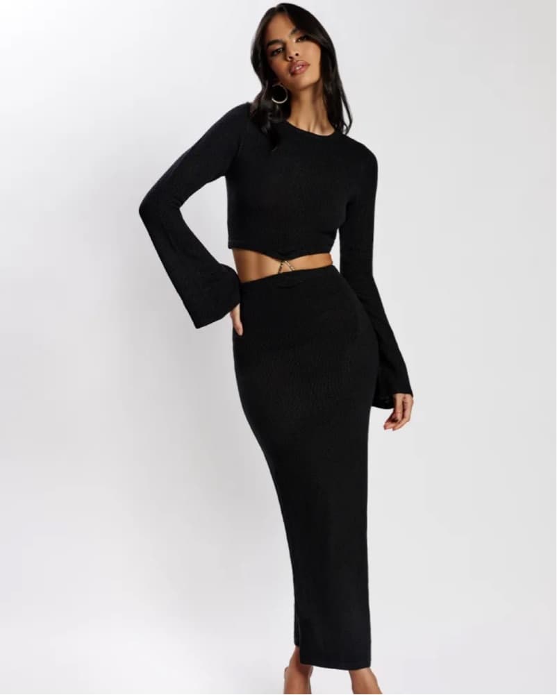 Meshki Flare Sleeve Knit Dress - Image 1