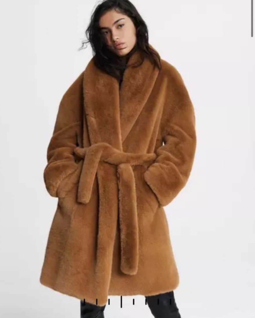 Faux Fur Oversized Camel Teddy Coat - Image 1