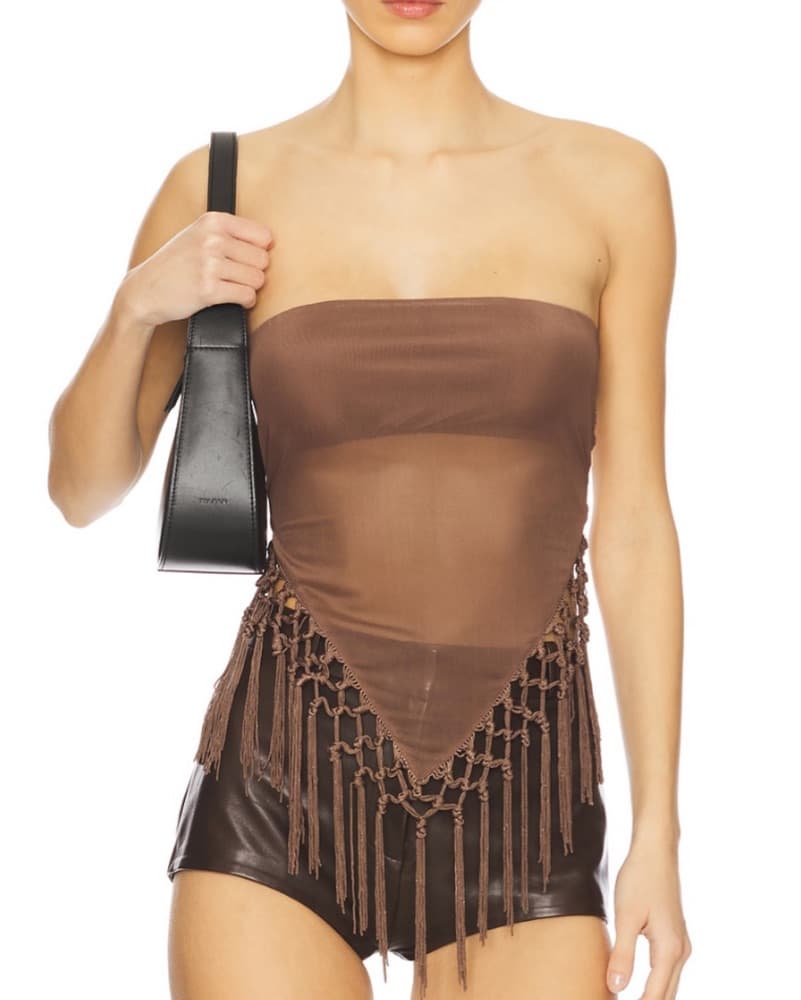 Fringe Embellished Strapless Romper - Image 1