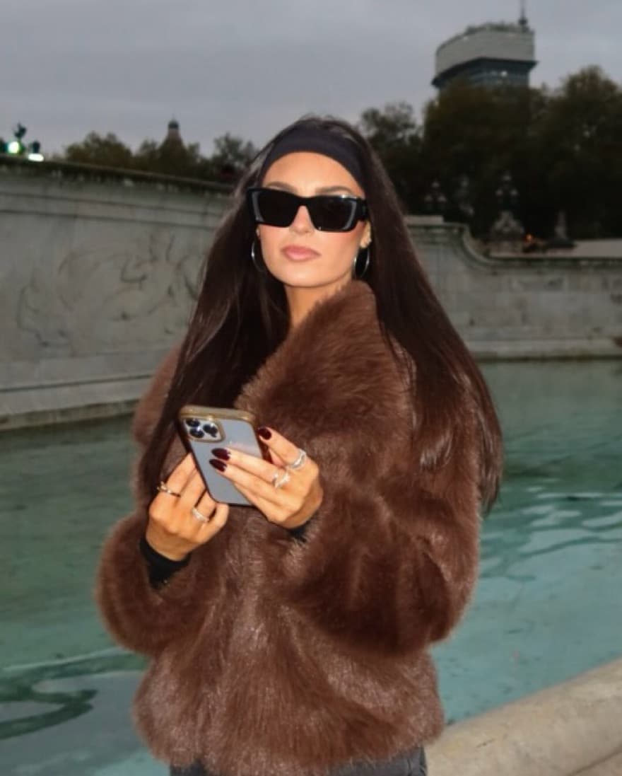 Chocolate Brown Faux Fur Jacket - Image 1