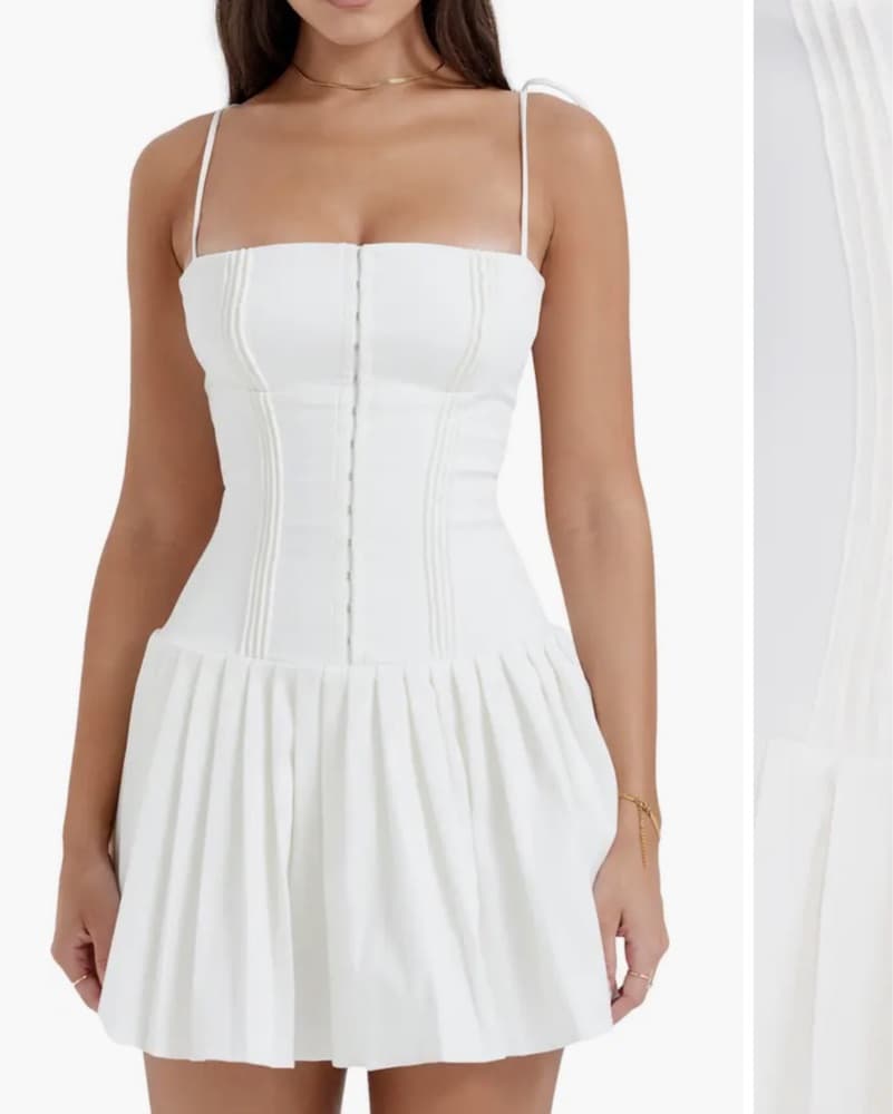 House Of CB Pleated White Dress -Big Cup - Image 4