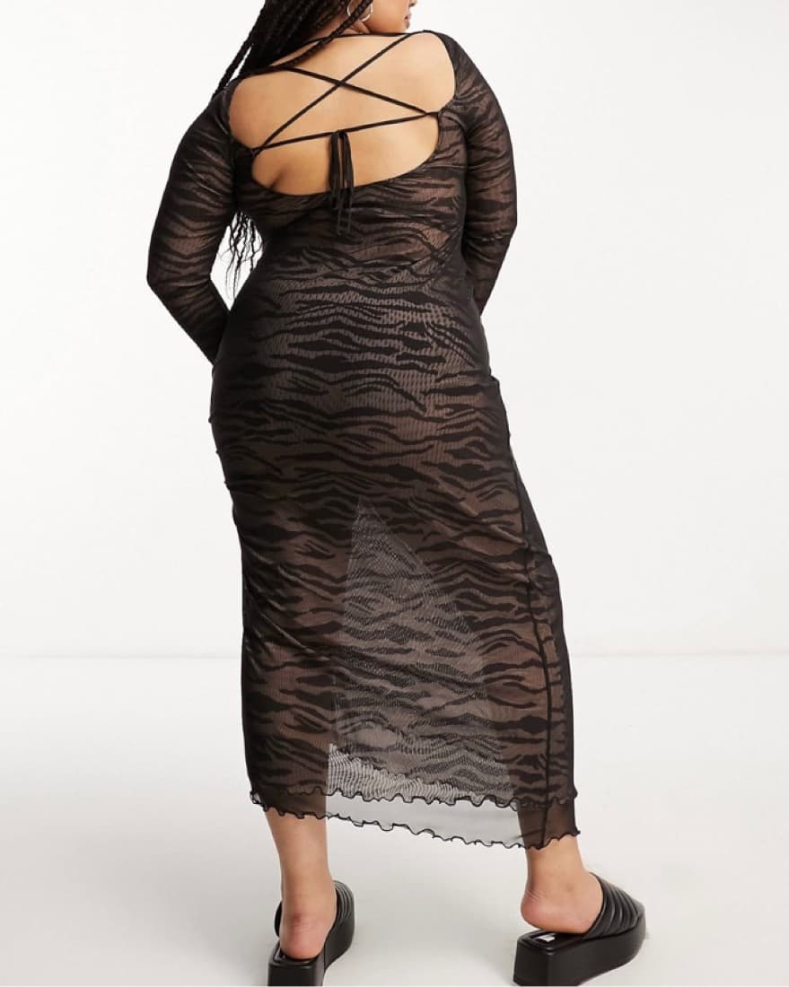ASOS Curve Mesh long Sleeve Dress - Image 2