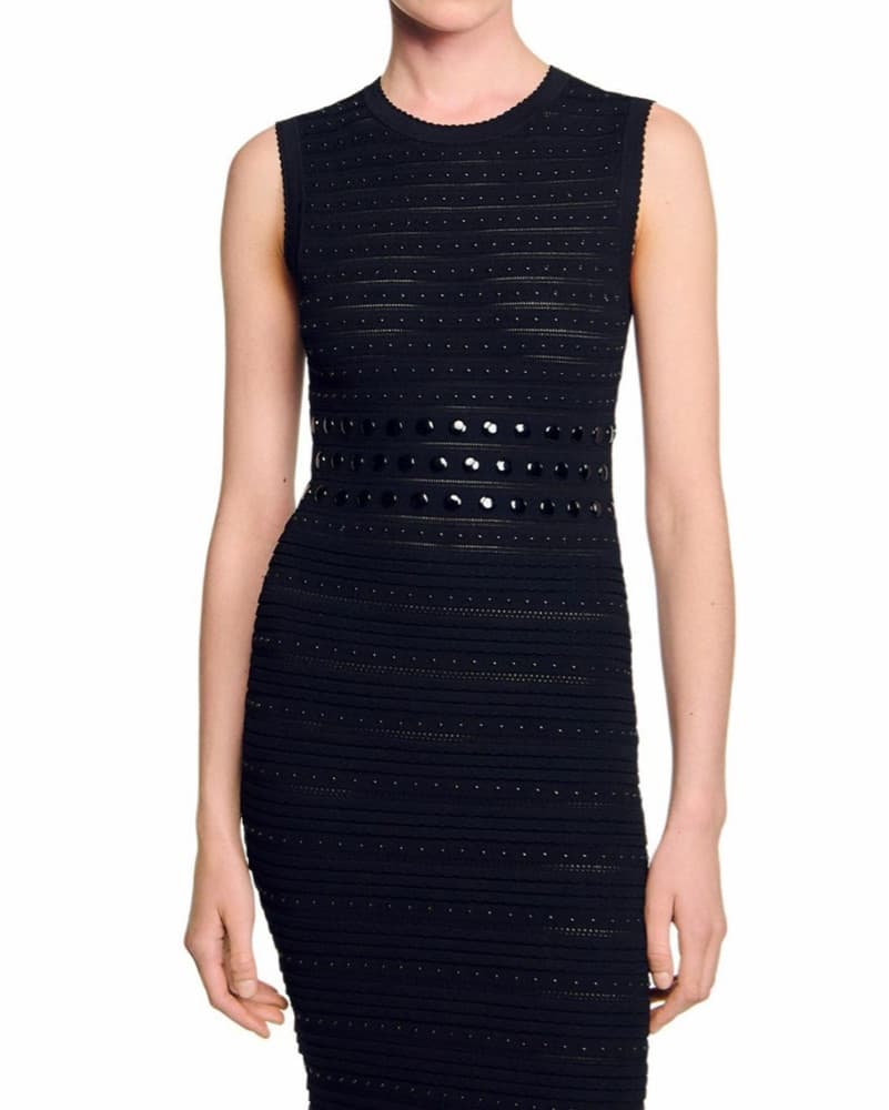 Sandro Studded Knit Midi Dress - Image 2