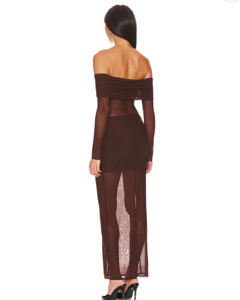 Brown Sheer Maxi Dress - Image 3