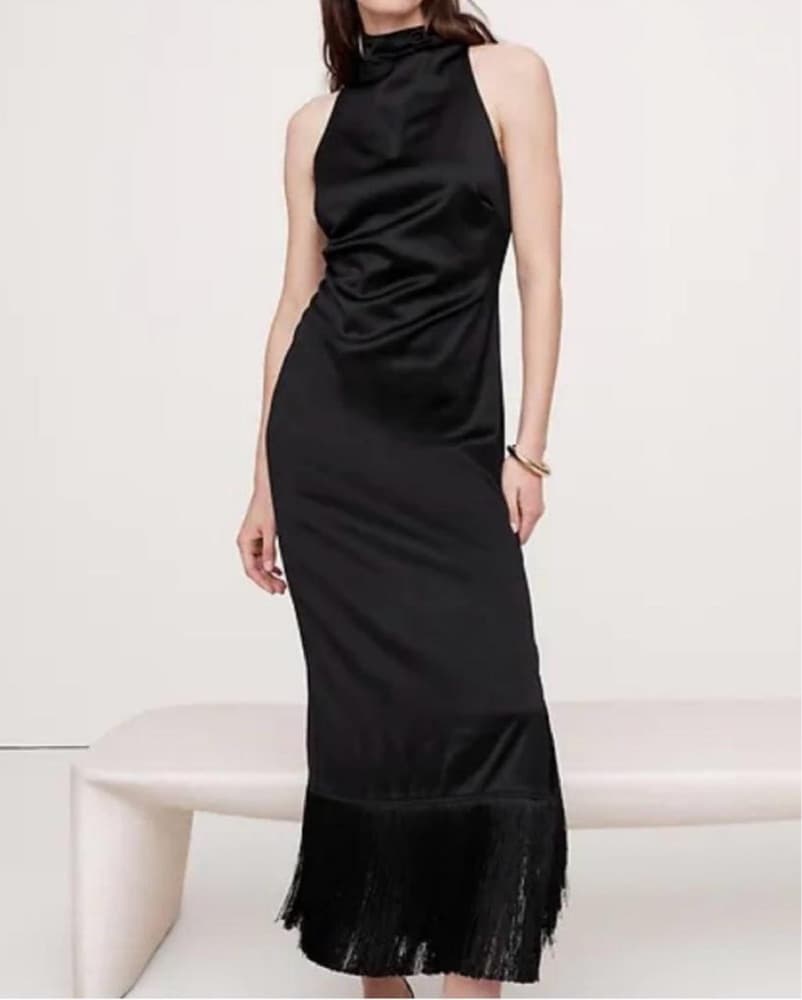 Banana Republic Black Fringe Maxi NWT - Image 3