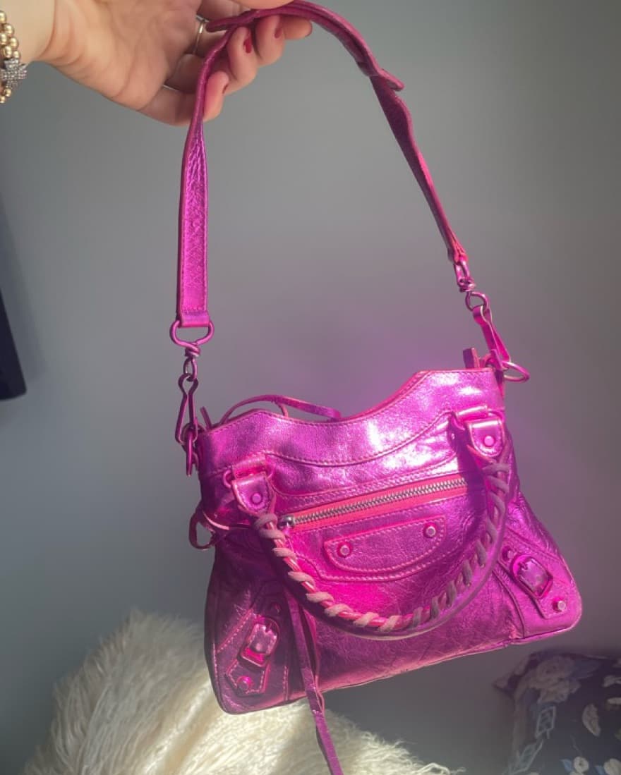 Hot Pink Metallic Mini Balenciaga Bag - Image 2
