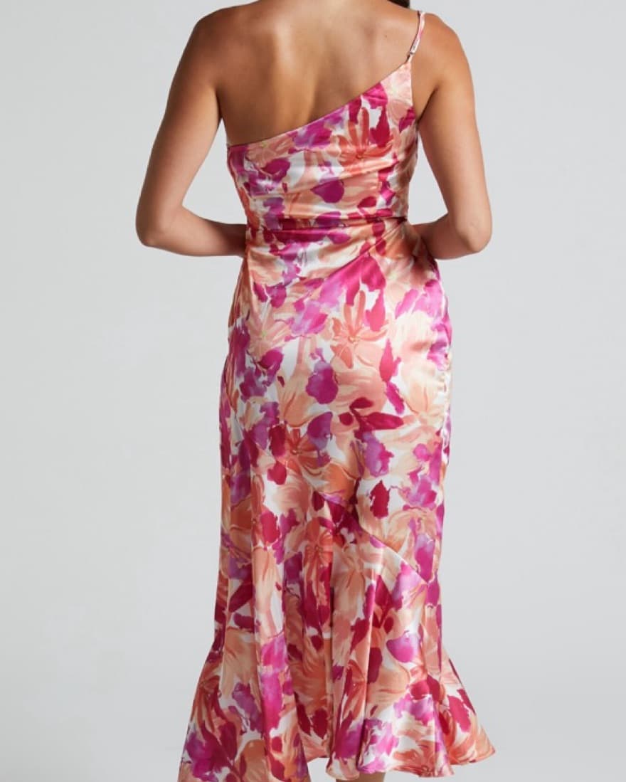 Showpo - One Shoulder Pink Satin Dress - Image 2