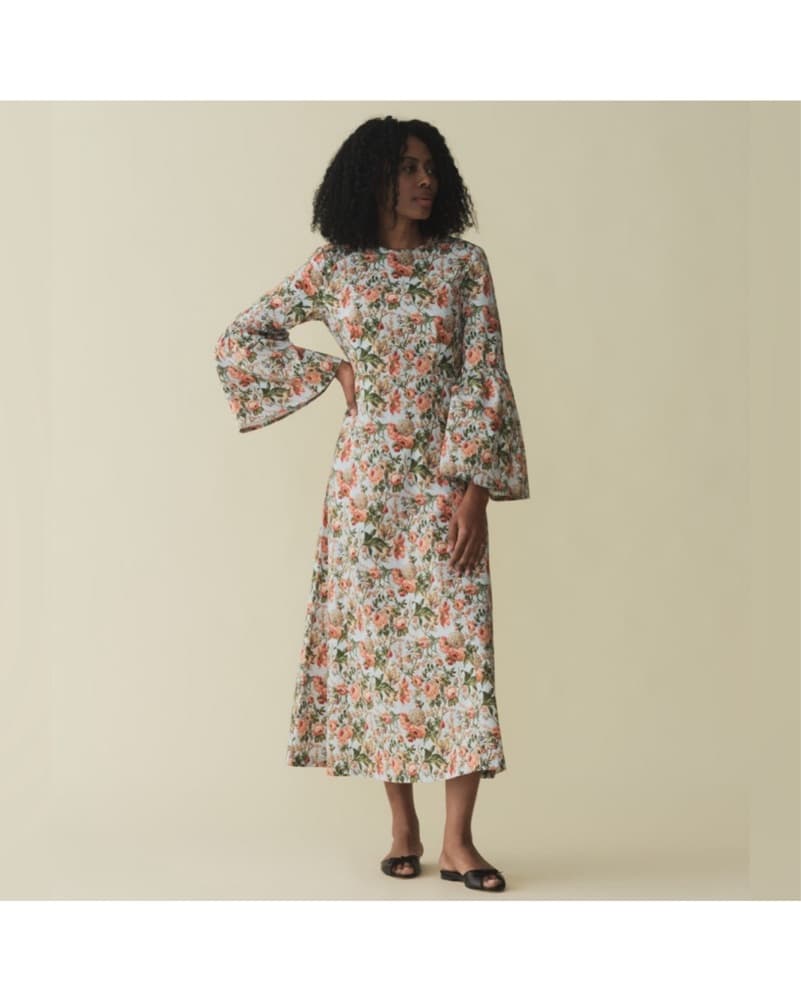 DOEN Floral Bell Sleeve Midi Dress - Image 1