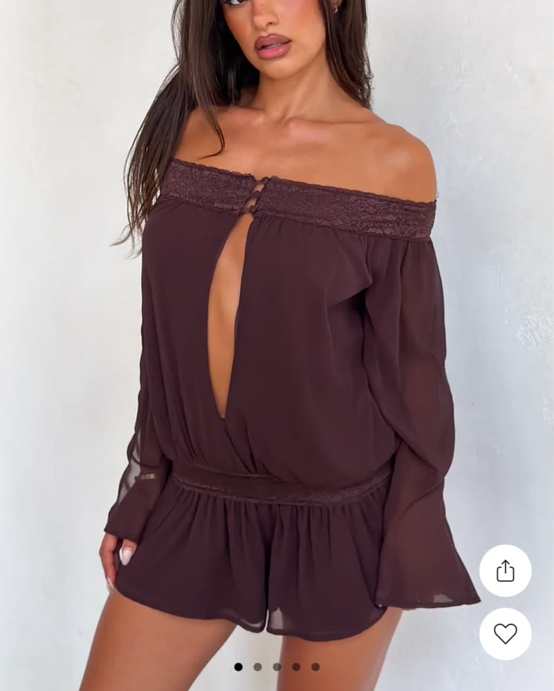 Brown Dress Off The Shoulder - Image 1