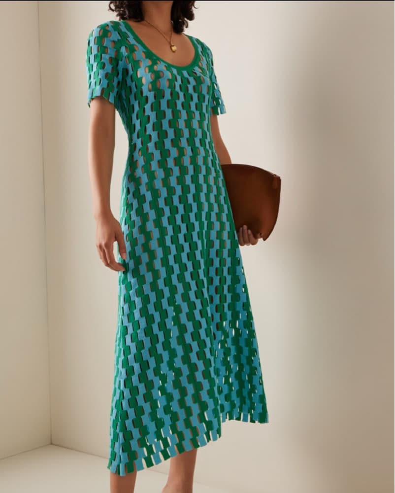 ZANKOV Helen Blue + Green Knit Dress - Image 1