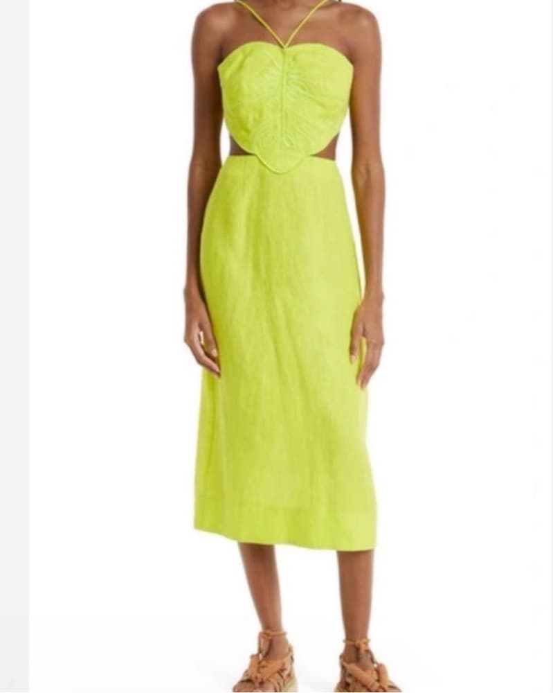 Mostera Embroidered Cut Out Linen Dress - Image 3