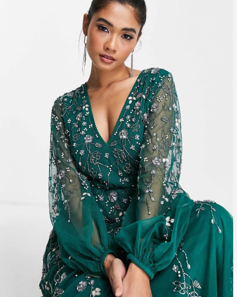 Asos Maxi Dress With Blouson Sleeeve - Image 3