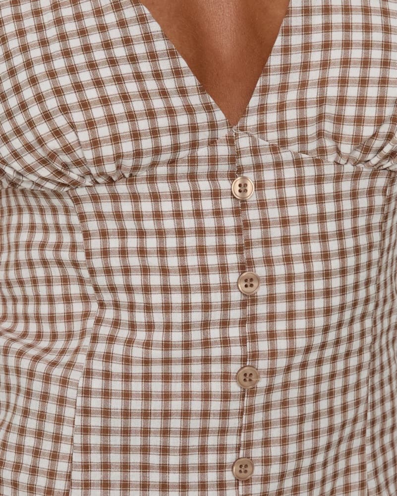 Loveliness Playsuit Brown Check - Image 3