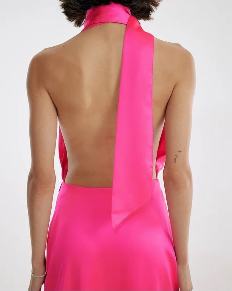Pink Low Back Maxi Dress - Image 4