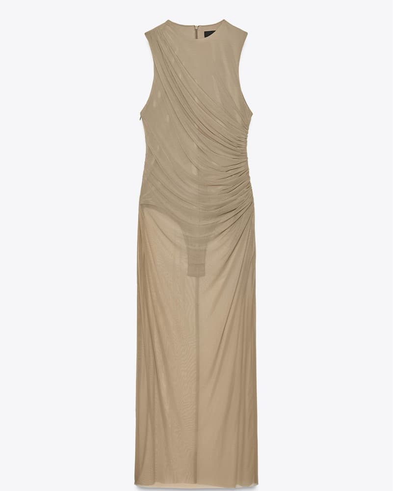 Zara Tulle Midi Bodycon Dress - Image 4
