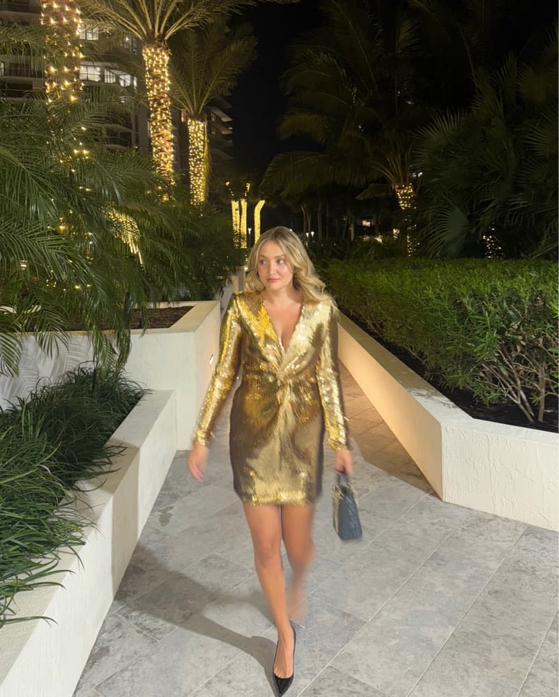 Dazzling Gold Sequin Cocktail Dress - Image 3