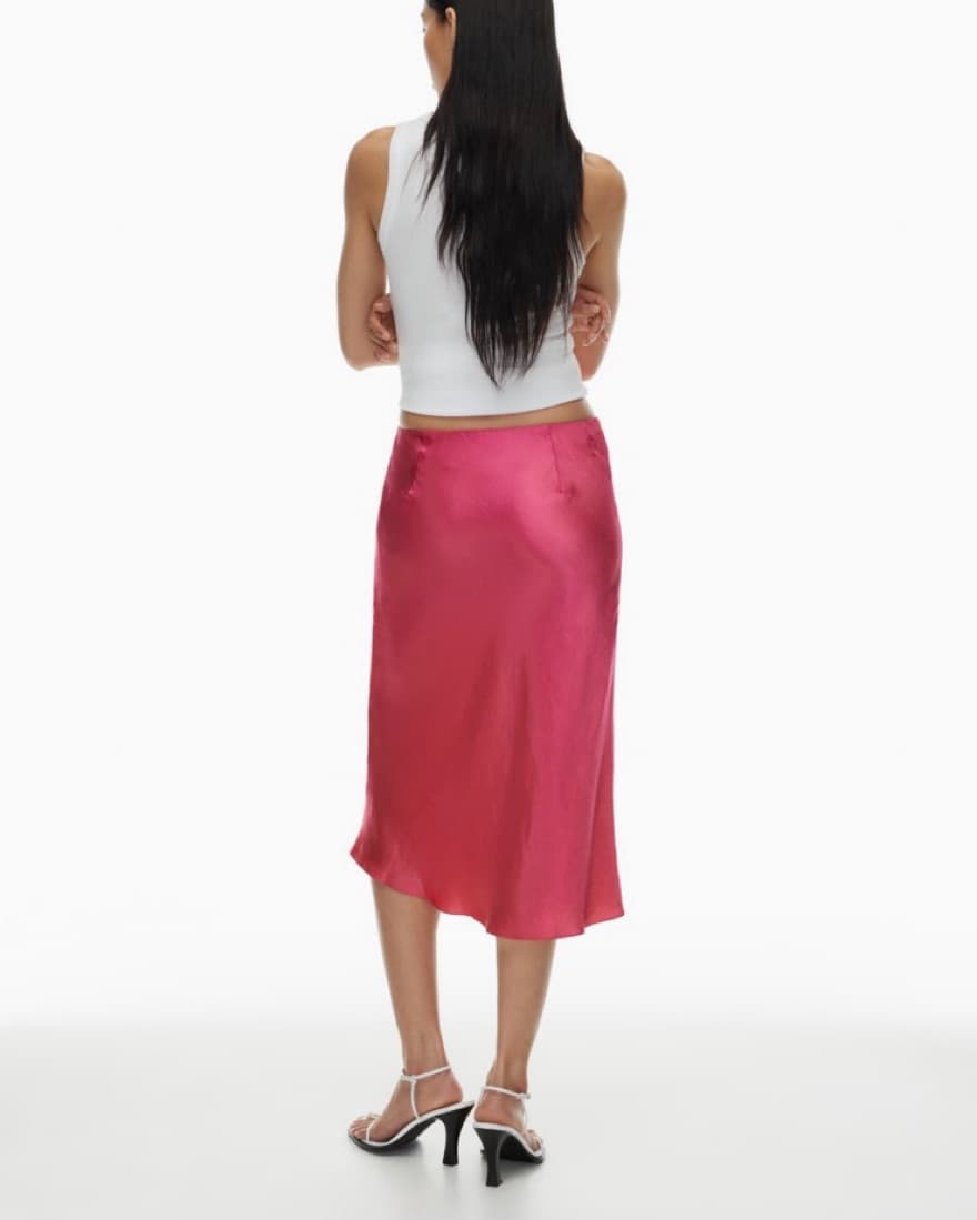 Pink Satin Slip Midi Skirt - Image 3