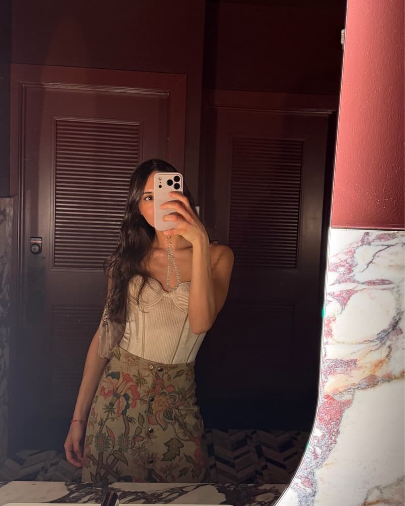 Vintage Painted Suede Skirt - Image 1