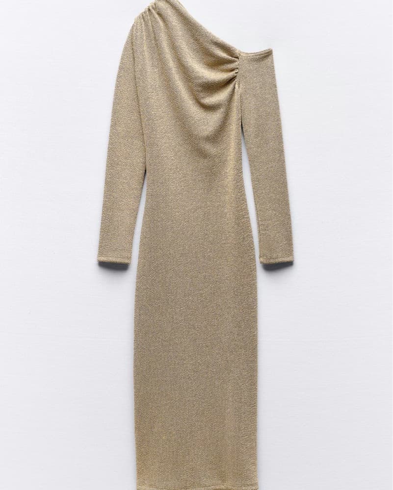 Elegant Knit One-Shoulder Midi Dress - Image 1