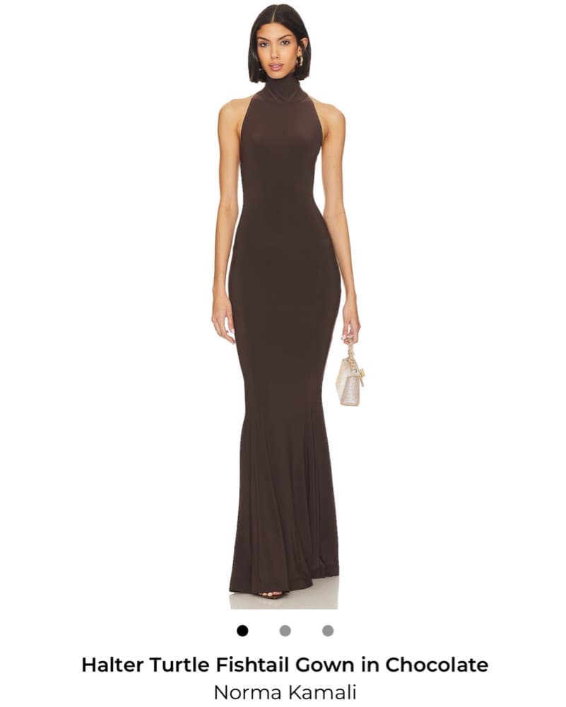 Norma Kamali Fishtail Gown in Chocolate - Image 1