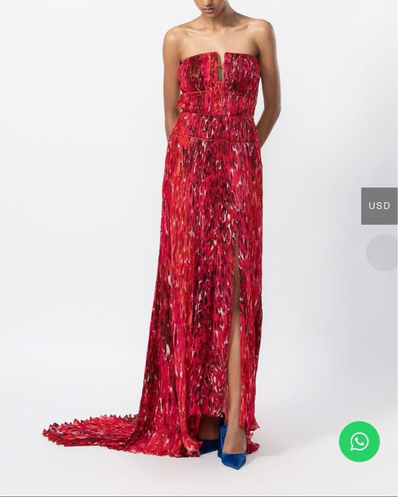  Red Pleated Formal Maxi Dress - Image 1