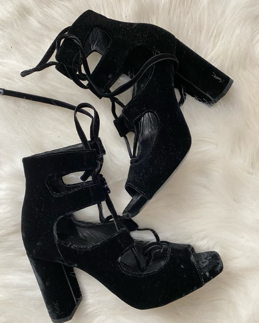 YSL Velvet Laceup Heels - Image 1