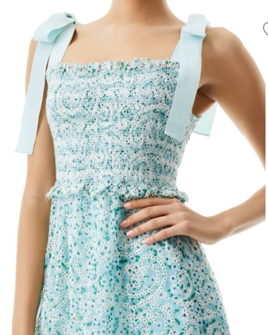 Alice + Olivia Blue Floral Bow Dress - Image 4