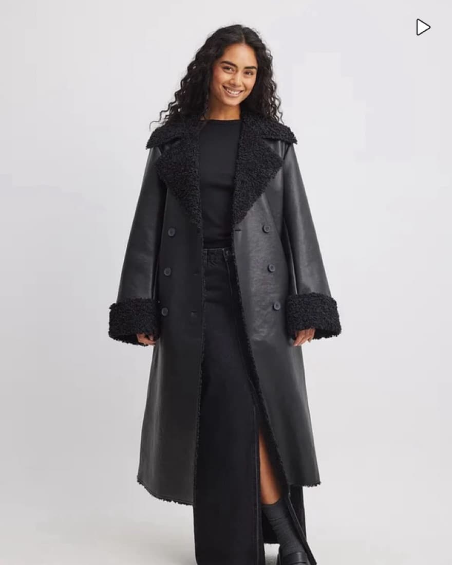 NA-KD Leather Teddy Coat - Image 2