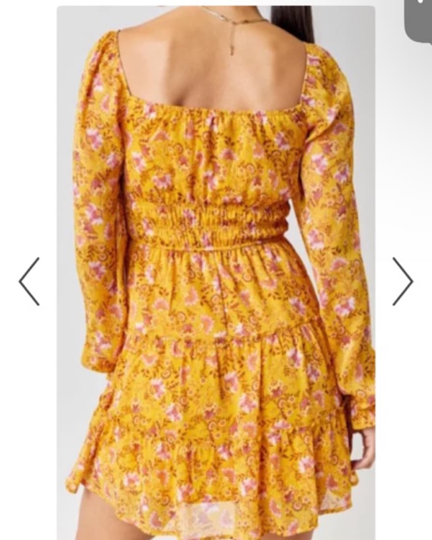 Yellow Floral Smocked Dress - Image 4