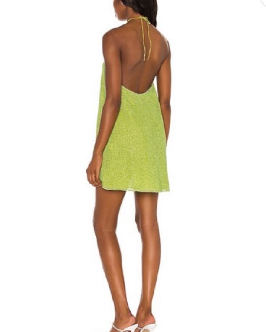 Oseree “Lumiere Necklace” Dress In Lime - Image 4